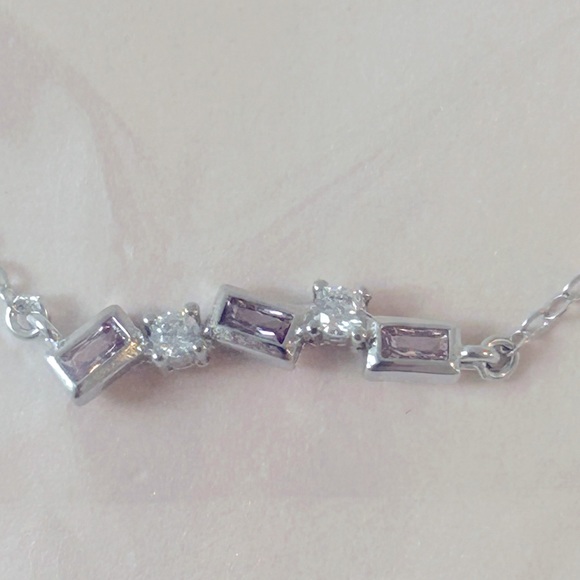 Kathleen Cubic Zirconia Baguette Bar Necklace - Picture 5 of 6